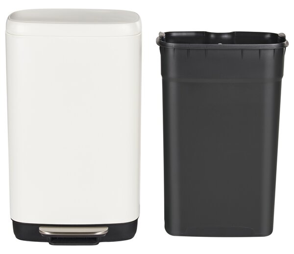Odpadkový kôš s pedálom a vekom biely syntetický materiál železo 30 l moderná kuchyňa