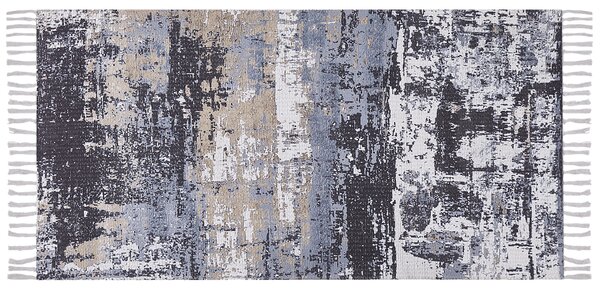 Koberec viacfarebný polyester a bavlna 80 x 150 cm ručne tkaný abstraktný vzor