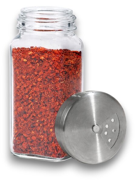Usporadejto.cz Hranatá korenička s kovovým viečkom, 3 veľkosti sypátka, DUST, 120ml (1ks)