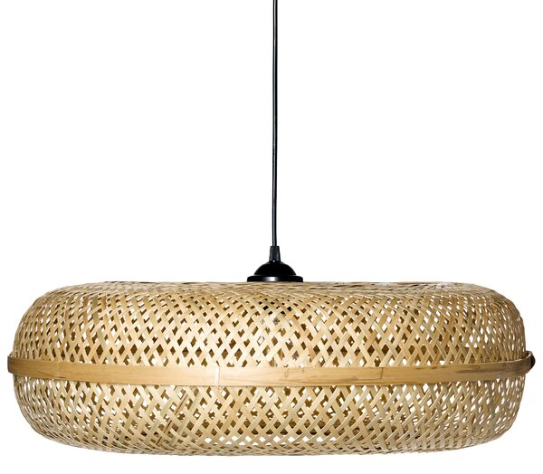 Závesná lampa prírodná bambusové tienidlo pletený dizajn okrúhly tvar boho štýl osvetlenie obývacia izba jedáleň