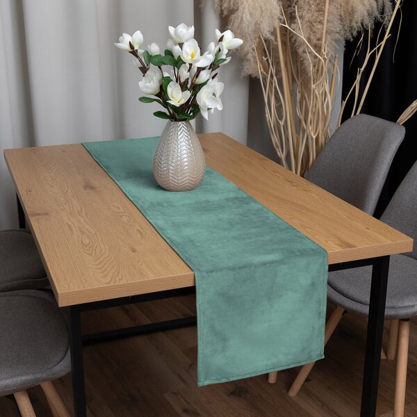 Biante Zamatový behúň na stôl Velvet Prémium SVP-048 Pastelová ľadovo zelená 35x120 cm