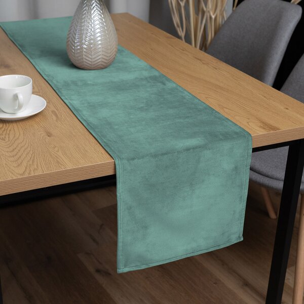 Biante Zamatový behúň na stôl Velvet Prémium SVP-048 Pastelová ľadovo zelená 35x120 cm