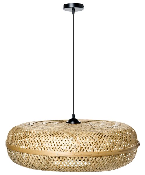 Závesná lampa prírodná bambusové tienidlo pletený dizajn okrúhly tvar boho štýl osvetlenie obývacia izba jedáleň