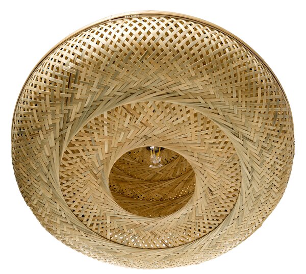Závesná lampa prírodná bambusové tienidlo pletený dizajn okrúhly tvar boho štýl osvetlenie obývacia izba jedáleň
