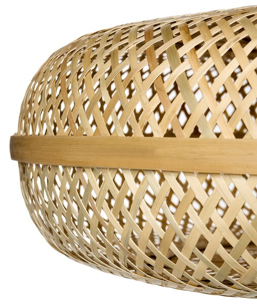 Závesná lampa prírodná bambusové tienidlo pletený dizajn okrúhly tvar boho štýl osvetlenie obývacia izba jedáleň