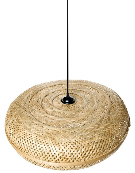 Závesná lampa prírodná bambusové tienidlo pletený dizajn okrúhly tvar boho štýl osvetlenie obývacia izba jedáleň