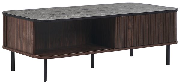 Konferenčný stolík tmavé drevo čierna 41 x 60 x 120 cm posuvné dvierka rustikálny dizajn