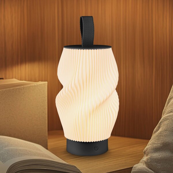 Briloner Stolová LED lampa s akumulátorem Brilo unplugged Tubi, čierno-biela, IP44, Čierna, Spálňa, Plast, Moderný, Stolová lampa
