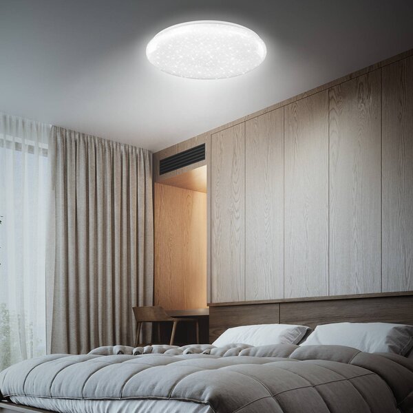 Briloner Stropné LED svetlo Bright Sky, biele, 51 W, hviezdne nebo, Biela / opálová, Obývacia izba / jedáleň, Plast, Moderný, Závesné svietidlo