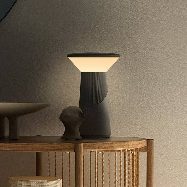 Briloner Stolová LED lampa na akumulátor Pilia, antracitová, výška 24 cm, IP44, Hliník / sivá / zinok, Obývacia izba / jedáleň, Plast, Moderný, Stojacie svietidlo