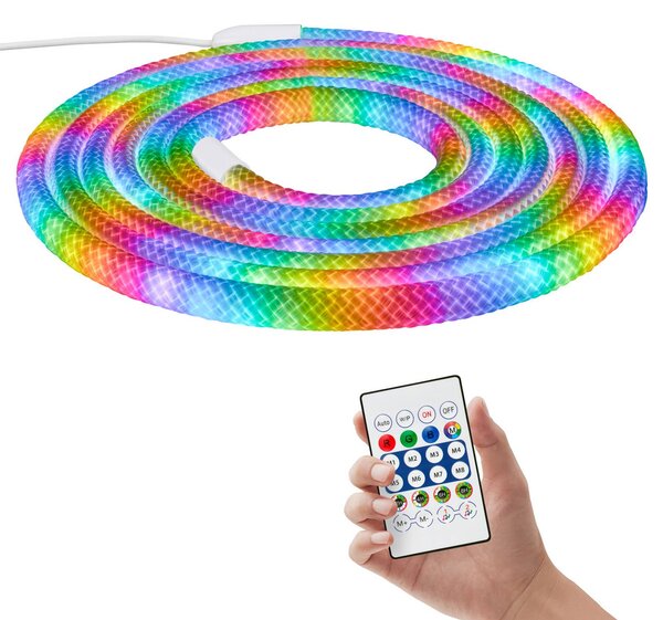 Briloner LED svetelná hadica RGBIC, biela, dĺžka 5 metrov, USB, Biela / opálová, Pracovňa / Kancelária, Plast, Moderný, Nábytkové pásikové svetlo