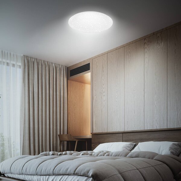 Briloner Stropné LED svetlo Lumenia, Ø 38 cm, 25 W, hviezdne nebo, Biela / opálová, Chodba, Plast, Moderný, Závesné svietidlo