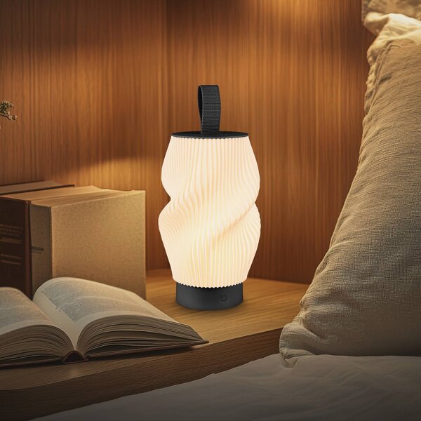 Briloner Stolová LED lampa s akumulátorem Brilo unplugged Tubi, čierno-biela, IP44, Čierna, Spálňa, Plast, Moderný, Stolová lampa