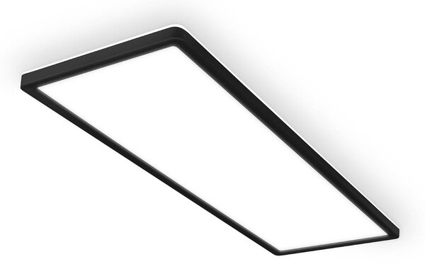 Briloner Stropné LED svetlo Tava A, 58 × 20 cm, plast, čierne, Čierna, Obývacia izba / jedáleň, Plast, Moderný, Stropné svetlo