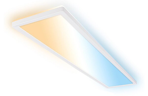Briloner Stropné LED svetlo Tava A, 98 x 20 cm, biele, diaľkové ovládanie, Biela / opálová, Pracovňa / Kancelária, Plast, Moderný, Stropné svetlo