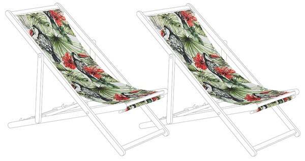Sada 2 náhradných poťahov na záhradné ležadlo polyester 113 x 44 cm so vzorom tukana