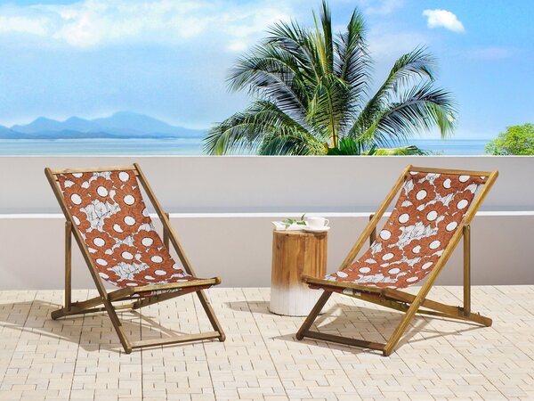 Sada 2 náhradných poťahov na záhradné ležadlo polyester 113 x 44 cm so vzorom vlčieho maku