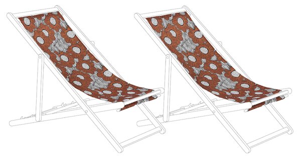 Sada 2 náhradných poťahov na záhradné ležadlo polyester 113 x 44 cm so vzorom vlčieho maku