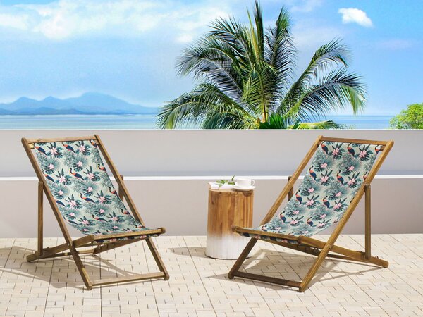 Sada 2 náhradných poťahov na záhradné ležadlo polyester 113 x 44 cm so vzorom pelikána