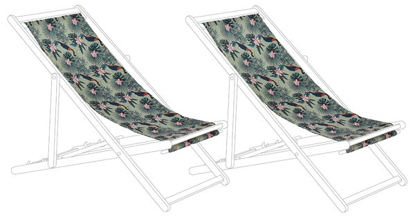 Sada 2 náhradných poťahov na záhradné ležadlo polyester 113 x 44 cm so vzorom pelikána