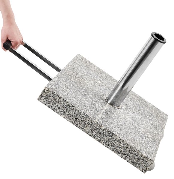 Stojan na záhradný slnečník sivý žulový granit nehrdzavejúca oceľ 45 x 45 cm 30 kg štvorcový vonkajší podstavec
