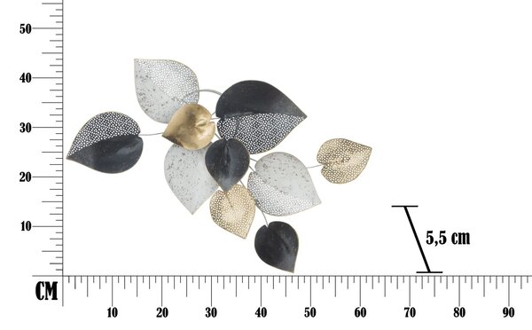 Mauro Ferretti Kovová nástenná dekorácia Half Leaf 40 cm viacfarebná/zlatá