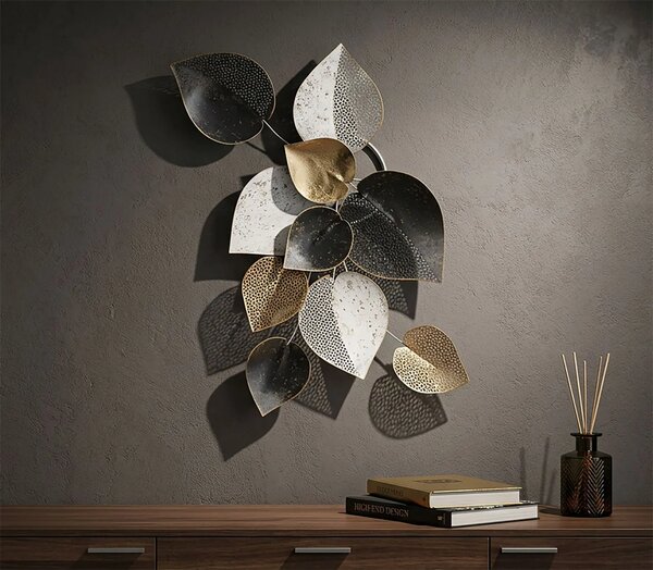 Mauro Ferretti Kovová nástenná dekorácia Half Leaf 40 cm viacfarebná/zlatá