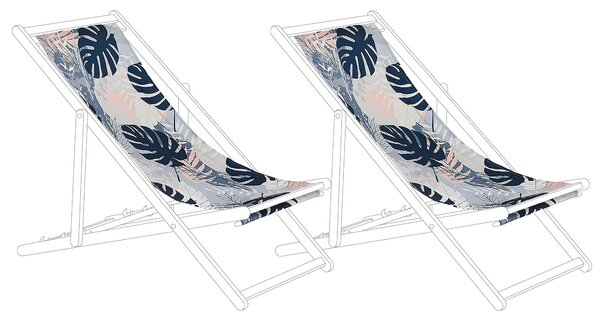 Sada 2 náhradných poťahov na záhradné ležadlo polyester 113 x 44 cm so vzorom listov