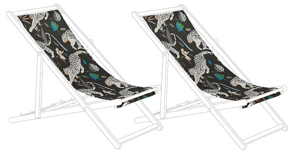 Sada 2 náhradných poťahov na záhradné ležadlo polyester 113 x 44 cm s motívom zvierat