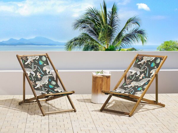 Sada 2 náhradných poťahov na záhradné ležadlo polyester 113 x 44 cm s motívom zvierat