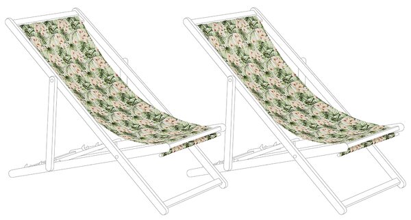 Sada 2 náhradných poťahov na záhradné ležadlo polyester 113 x 44 cm so vzorom kvetov