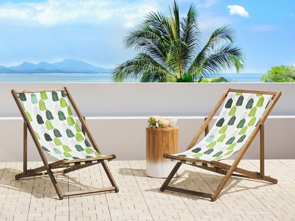 Sada 2 náhradných poťahov na záhradné ležadlo polyester 113 x 44 cm so vzorom listov
