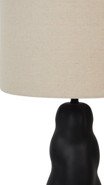 Stolová lampa čierny keramický podstavec 30 x 30 x 51 cm béžové látkové tienidlo nočné svetlo minimalistická spálňa obývačka