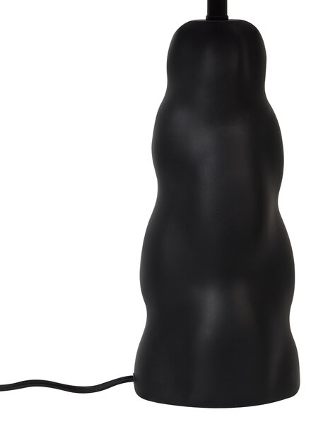 Stolová lampa čierny keramický podstavec 30 x 30 x 51 cm béžové látkové tienidlo nočné svetlo minimalistická spálňa obývačka