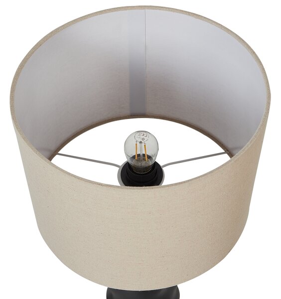 Stolová lampa čierny keramický podstavec 30 x 30 x 51 cm béžové látkové tienidlo nočné svetlo minimalistická spálňa obývačka