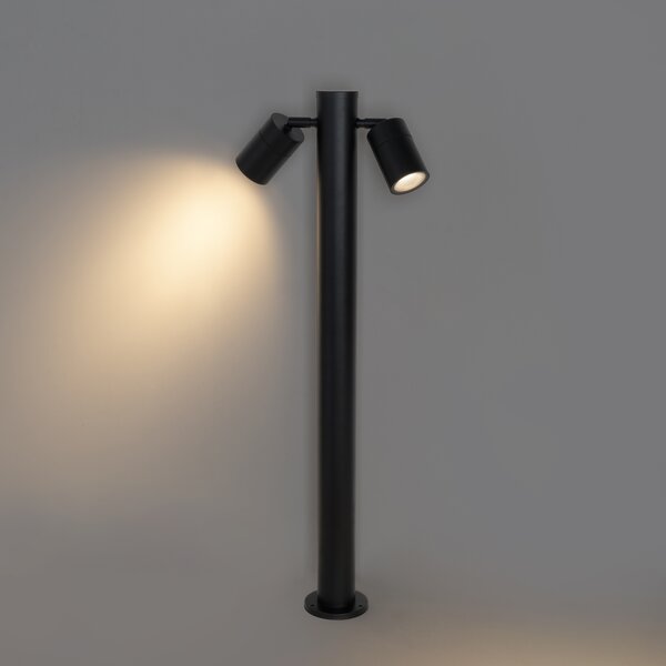 Stojaca vonkajšia lampa čierna 80 cm IP44 nastaviteľná 2-svetlo - Duo
