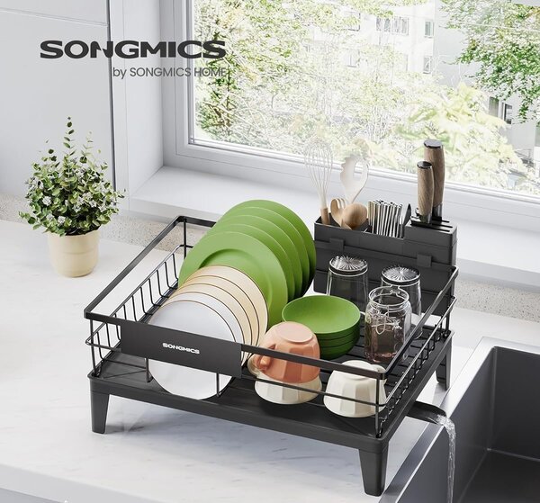 SONGMICS Odkvapkávač na riad Pavy 42 cm čierny