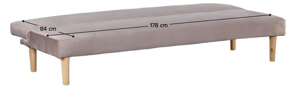 KONDELA Pohovka rozkladacia, hnedosivá Taupe Velvet látka/dub, ALIDA