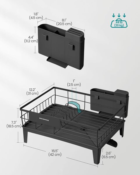 SONGMICS Odkvapkávač na riad Pavy 42 cm čierny
