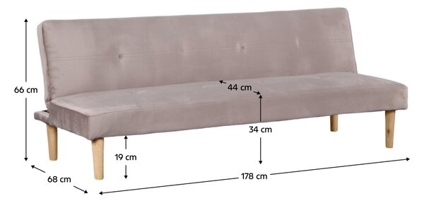 KONDELA Pohovka rozkladacia, hnedosivá Taupe Velvet látka/dub, ALIDA