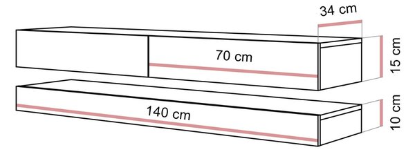 TV STOLIK SALLE BIELY LESK 140 cm