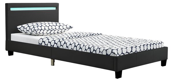 Čalúnená posteľ Verona 90 x 200 cm s LED osvetlením v čiernej farbe
