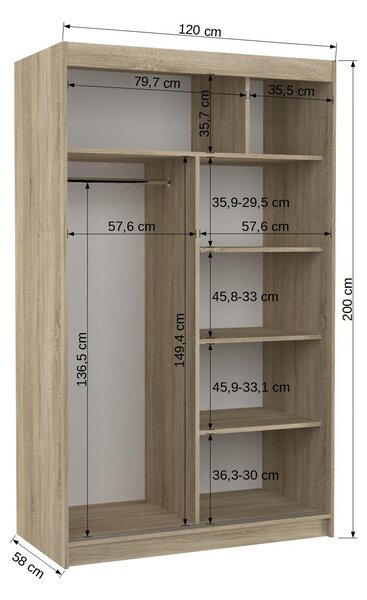 NovýNábytok.sk Šatníková skriňa. Akcia -12%. Vlastná spoľahlivá doprava až k Vám domov. 1058028