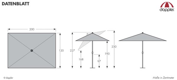 Doppler ACTIVE záhradný slnečník 200 x 120 cm bordó Doppler