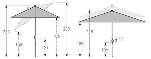 Doppler ALU WOOD záhradný slnečník 210 x 140 cm hnedá Doppler