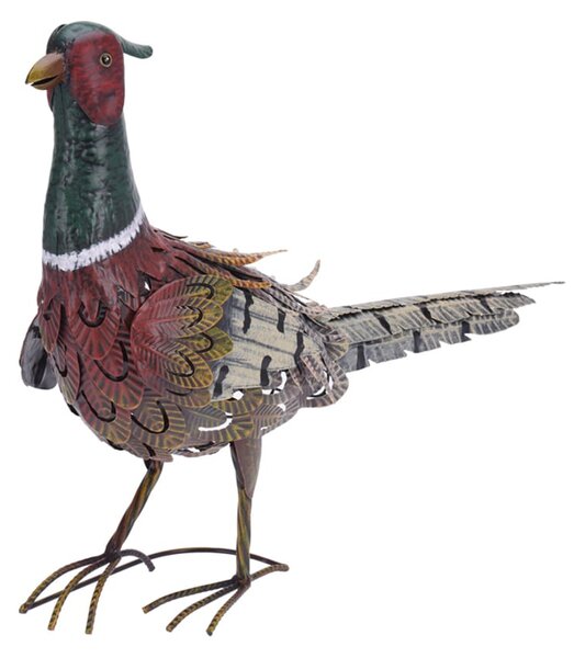 Záhradná kovová figúrka Pheasant, 40x58 cm, viacfarebná