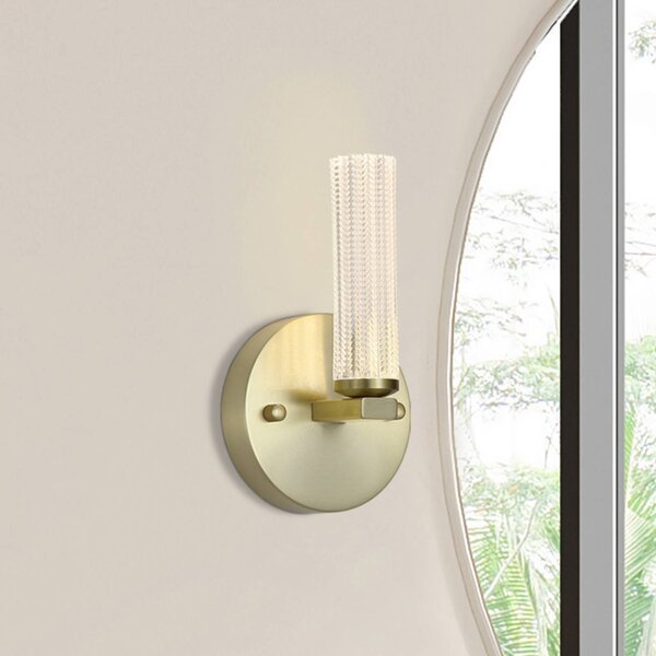 LED nástenné svetlo do kúpeľne Aberdeen, výška 24 cm, mosadzno-farbený kov, Mosadz / zlato, Kúpeľňa, kov, Nástenné svietidlo