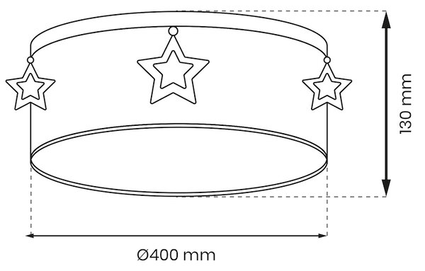 Detské stropné svietidlo Star, 1x biele/modré textilné tienidlo