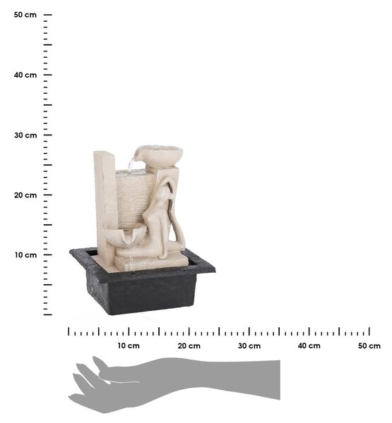 Záhradná fontána s osvetlením Yogi1, 21,5x18x28,5 cm, polistone, béžová