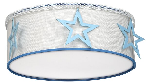 Detské stropné svietidlo Star, 1x biele/modré textilné tienidlo